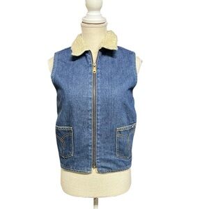 Denim Sherpa-Lined Vest Vintage‎